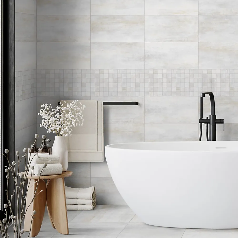 Mosaïque Pour Douche|Mosaïque Pour Wc<Mosaïque murale en grès cérame émaillé blanc mat L.30 x L.30 cm x ép.7,4 mm, Upper