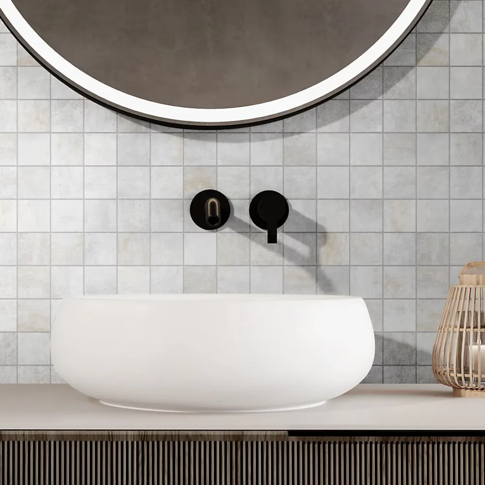 Mosaïque Pour Douche|Mosaïque Pour Wc<Mosaïque murale en grès cérame émaillé blanc mat L.30 x L.30 cm x ép.7,4 mm, Upper