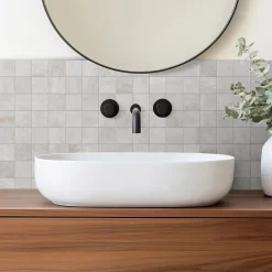Mosaïque murale en grès cérame émaillé effet béton gris mat L.30 x l.30 cm x ép.7,4 mm, Upper- Mosaïque Pour Wc|Mosaïque Pour Pièce À Vivre