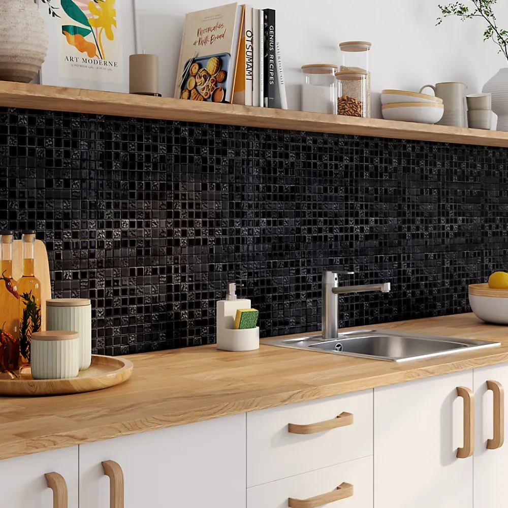 Colours Mosaïque|Mosaïque Pour Wc<Mosaïque noir 30 x 30 cm Flourencia