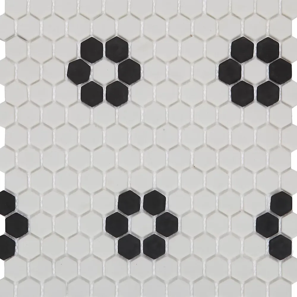 GoodHome Mosaïque Pour Douche|Mosaïque Pour Wc<Mosaïque noir et blanc 30x30cm Glina