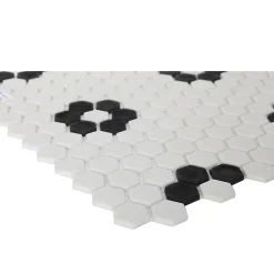 GoodHome Mosaïque Pour Douche|Mosaïque Pour Wc<Mosaïque noir et blanc 30x30cm Glina