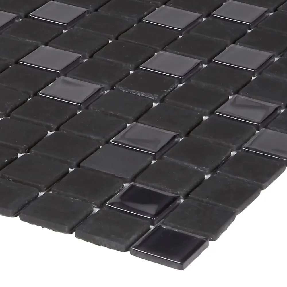 Colours Mosaïque noir et gris 30 x 30 cm Genovia- Mosaïque|Mosaïque Pour Douche