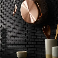 GoodHome Mosaïque noir 30x30cm Trentie- Mosaïque Pour Douche|Mosaïque Pour Salle De Bains