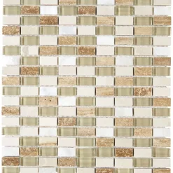 Decoon Mosaïque Pour Salle De Bains|Mosaïque<Mosaïque Pierre / Verre - Beige - 1.5 x 3 cm