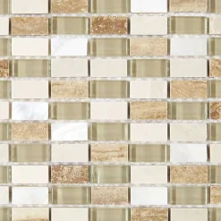 Decoon Mosaïque Pour Salle De Bains|Mosaïque<Mosaïque Pierre / Verre - Beige - 1.5 x 3 cm