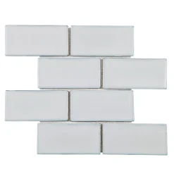 Mosaïque porcelaine Zellige blanc bleuté L. 29,5 x l. 29,8 cm Mat Inter- Mosaïque
