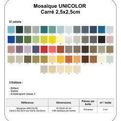 Gioia Materia Mosaïque pâte de verre UNICOLOR CARRÉ 2.3x2.3cm couleur : 260 Satiné boite de 2 m2- Carrelage Sol Pour Wc