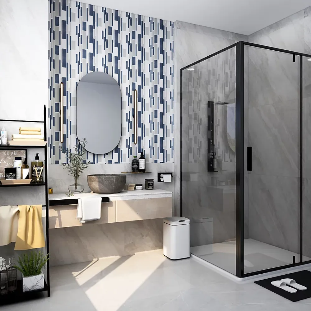 GoodHome Mosaïque Rennell gris 30 x 30 cm- Mosaïque Pour Salle De Bains|Mosaïque Pour Wc