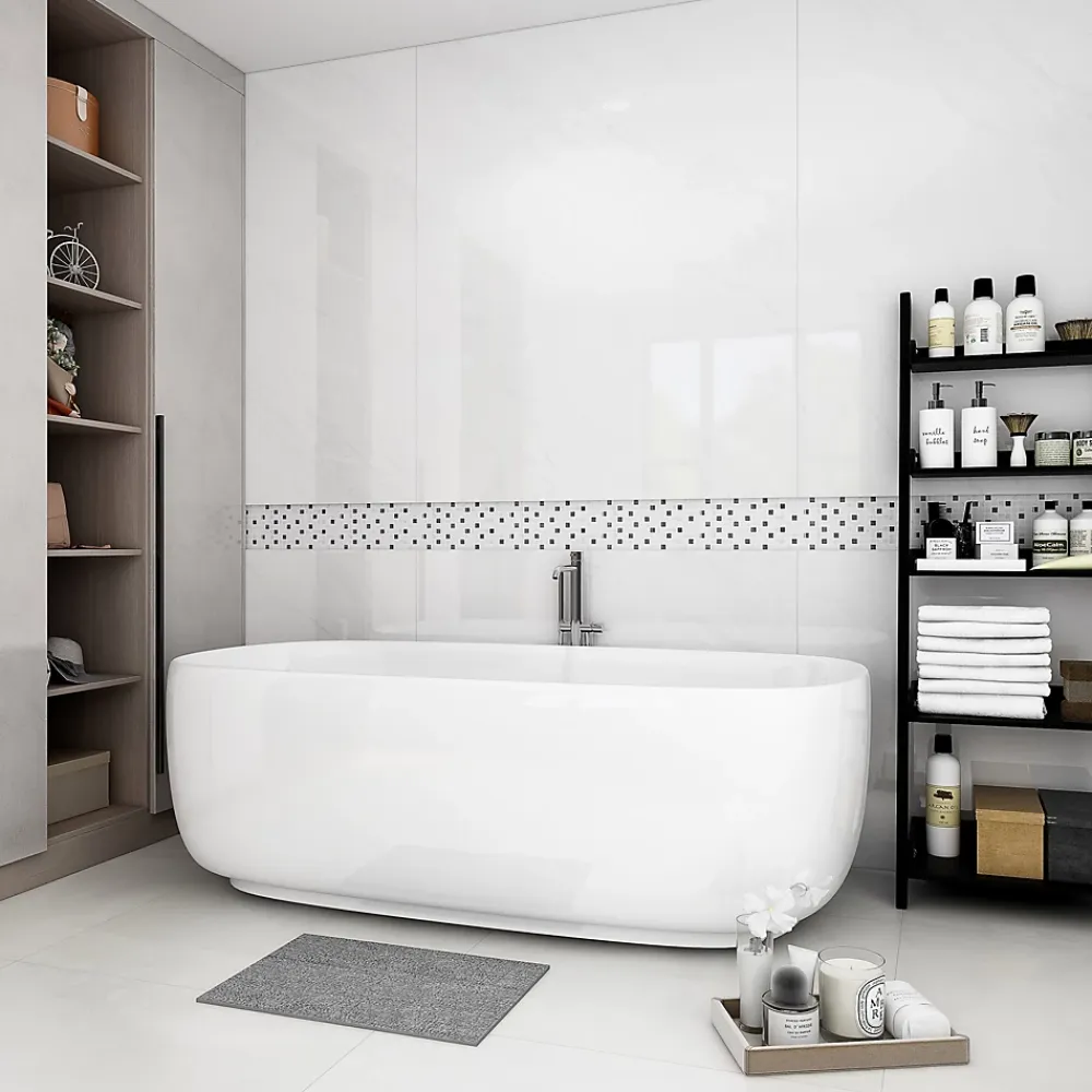 GoodHome Mosaïque Pour Douche|Mosaïque Pour Wc<Mosaïque Shannon noir et blanc 6,5 x 30 cm