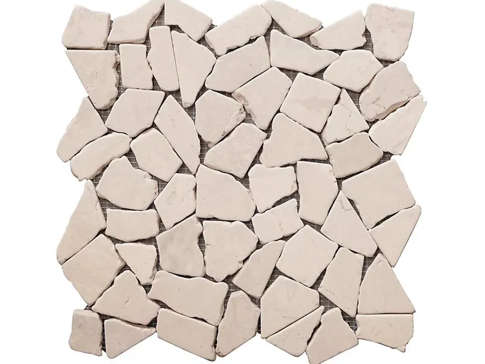Vente-unique Mosaïque sol et mur en marbre crème - pack de 1m² (11 dalles de 30x30 cm) - POESY- Carrelage Sol Effet Marbre|Carrelage Sol Pour Salle De Bains