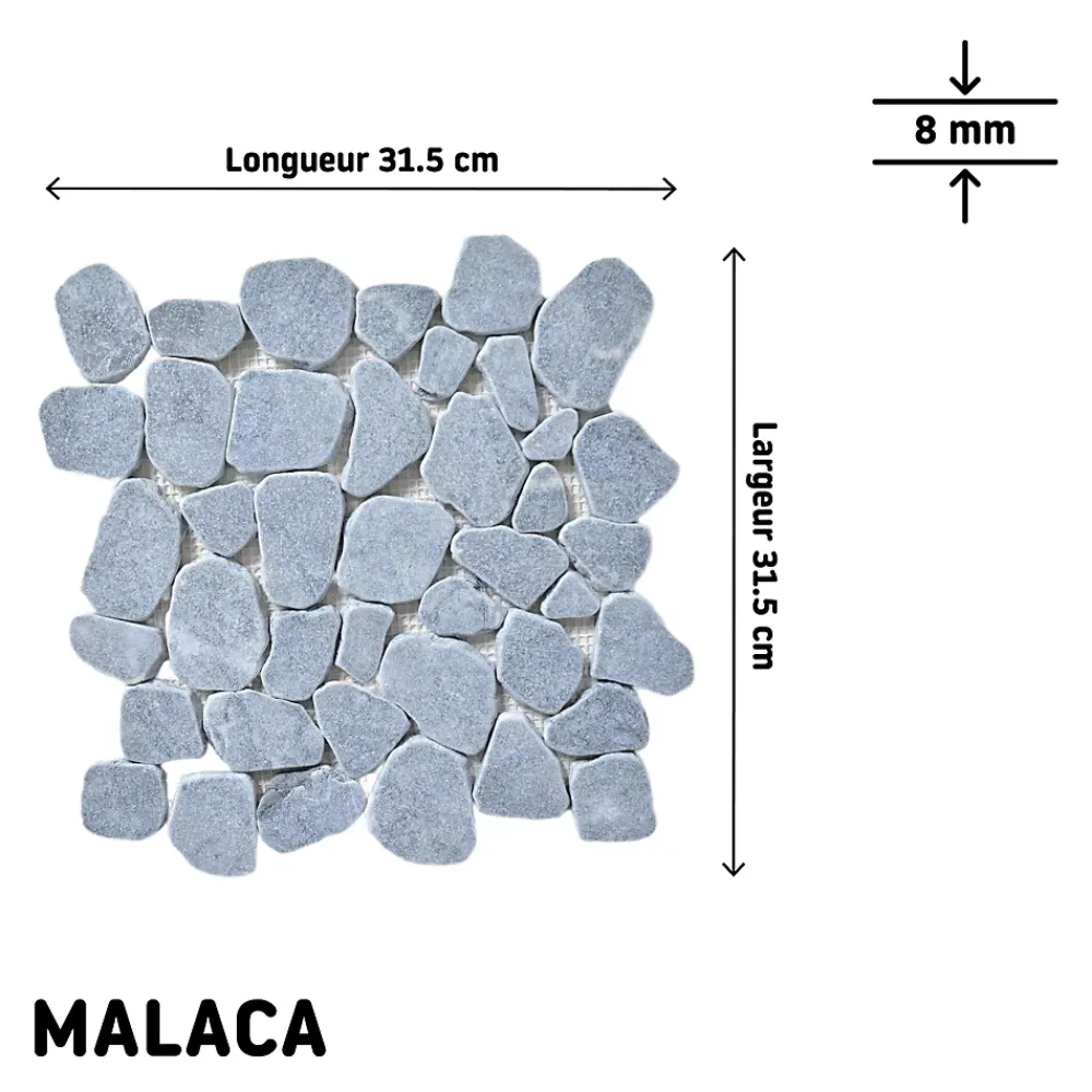 Mosaïque Pour Douche|Mosaïque Pour Salle De Bains<Mosaïque sol et mur en pierre gris clair L.30,5 x l.30,5 cm x ép.8 mm, Malaca
