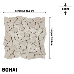 Mosaïque Pour Douche|Mosaïque Pour Wc<Mosaïque sol et mur en pierre beige L.31,5 x 31,5 cm x ép.8 mm, Bohai