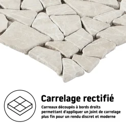 Mosaïque Pour Douche|Mosaïque Pour Wc<Mosaïque sol et mur en pierre beige L.31,5 x 31,5 cm x ép.8 mm, Bohai