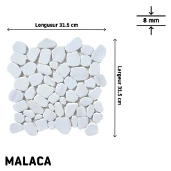 Mosaïque Pour Wc|Mosaïque Pour Pièce À Vivre<Mosaïque sol et mur en pierre ivoire forme galets L.31,5 x l.31,5 cm x ép.8 mm, Malaca