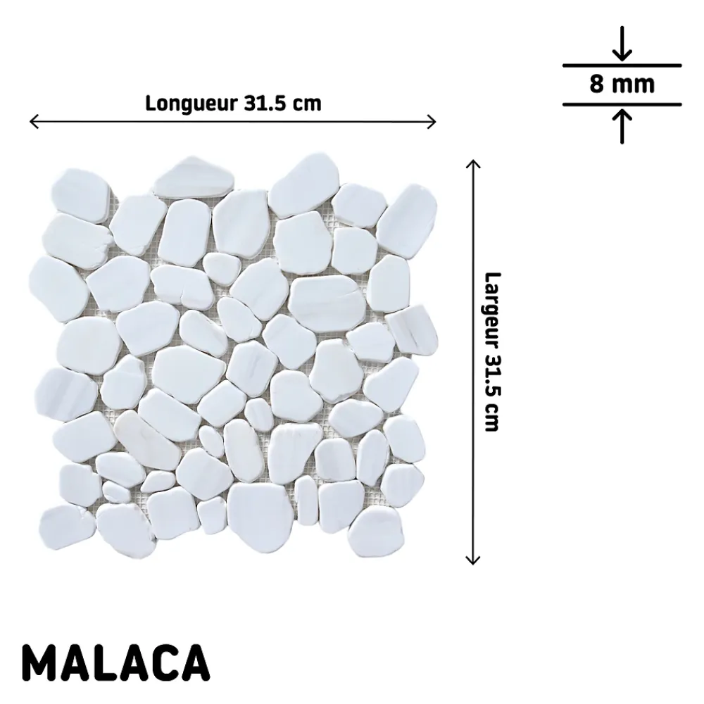 Mosaïque Pour Wc|Mosaïque Pour Pièce À Vivre<Mosaïque sol et mur en pierre ivoire forme galets L.31,5 x l.31,5 cm x ép.8 mm, Malaca