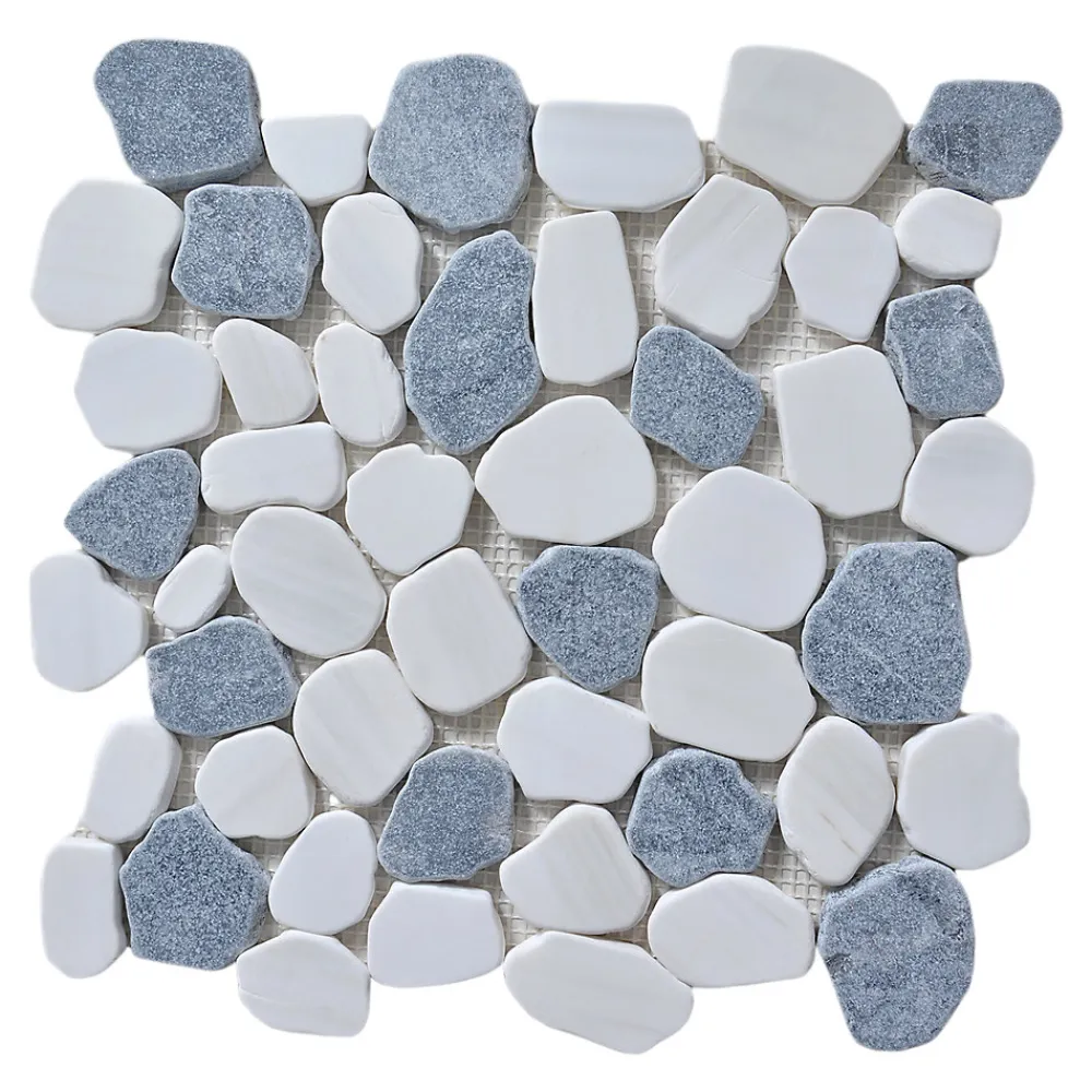 Mosaïque Pour Douche|Mosaïque Pour Wc<Mosaïque sol et mur en pierre galets blancs et gris L.31 x l.31,5 cm x ép.8 mm, Malaca