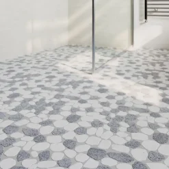 Mosaïque Pour Douche|Mosaïque Pour Wc<Mosaïque sol et mur en pierre galets blancs et gris L.31 x l.31,5 cm x ép.8 mm, Malaca