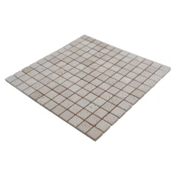 Travertin|Mosaïque Pour Douche<Mosaïque sol et mur en travertin petits carrés L.30,5 x l.30,5 cm x ép.8 mm, Travertino