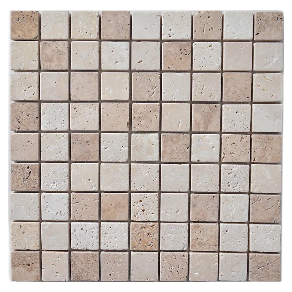 Mosaïque sol et mur en travertin L.31 x l.30,5 cm x ép.8 mm, Travertino- Travertin|Mosaïque Pour Douche