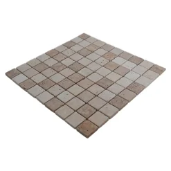Mosaïque sol et mur en travertin L.31 x l.30,5 cm x ép.8 mm, Travertino- Travertin|Mosaïque Pour Douche