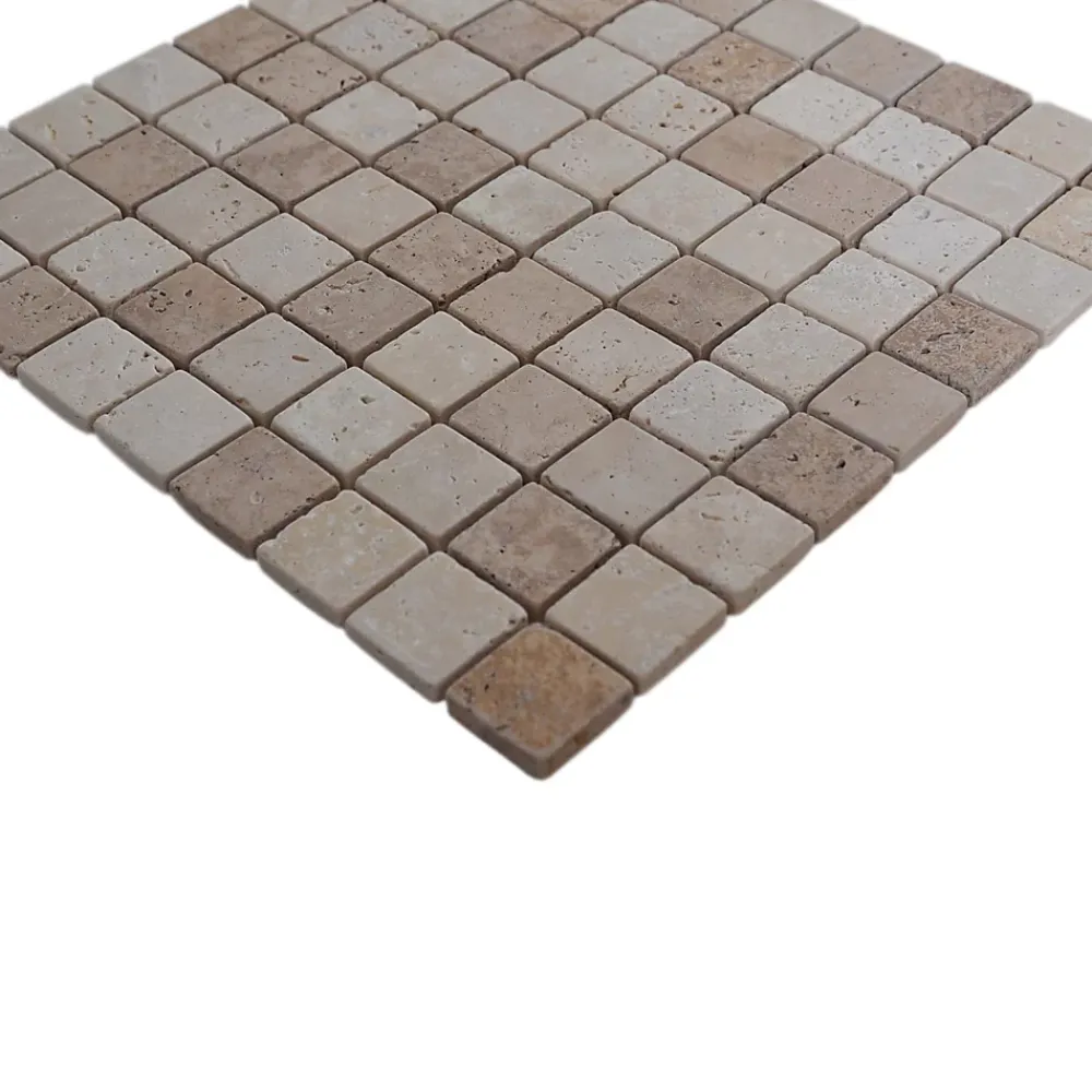 Mosaïque sol et mur en travertin L.31 x l.30,5 cm x ép.8 mm, Travertino- Travertin|Mosaïque Pour Douche