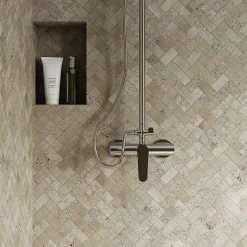 Travertin|Mosaïque Pour Douche<Mosaïque sol et mur en travertin motif chevron L.31 x l.30,5 cm x ép.8 mm, Travertino