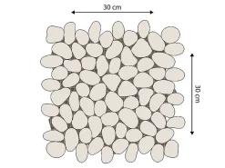 Vente-unique Mosaïque sol et mur galets naturels crème - pack de 1m² (dalles de 30x30 cm) - OLA- Carrelage Sol Effet Pierre