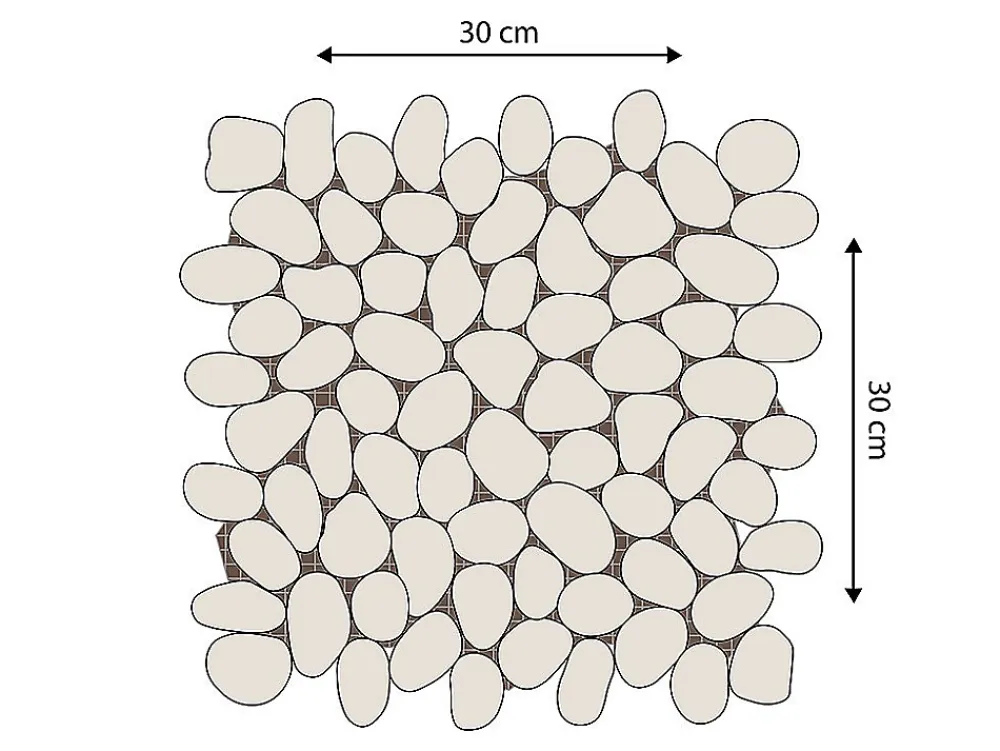 Vente-unique Mosaïque sol et mur galets naturels crème - pack de 1m² (dalles de 30x30 cm) - OLA- Carrelage Sol Effet Pierre