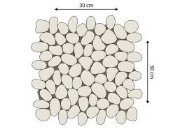 Vente-unique Mosaïque sol et mur galets naturels crème - pack de 1m² (dalles de 30x30 cm) - OLA- Carrelage Sol Effet Pierre