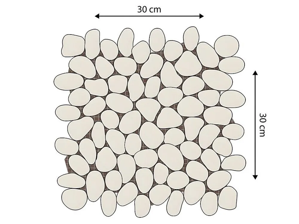 Vente-unique Mosaïque sol et mur galets naturels crème - pack de 1m² (dalles de 30x30 cm) - OLA- Carrelage Sol Effet Pierre