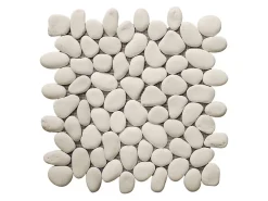 Vente-unique Mosaïque sol et mur galets naturels crème - pack de 1m² (dalles de 30x30 cm) - OLA- Carrelage Sol Effet Pierre