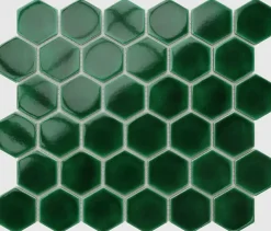 Ilcom Mosaïque sur résille pour salle de bain et cuisine en céramique 32.3 cm x 27.7 cm - Deep Green- Mosaïque Pour Salle De Bains|Mosaïque Pour Pièce À Vivre