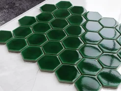 Ilcom Mosaïque sur résille pour salle de bain et cuisine en céramique 32.3 cm x 27.7 cm - Deep Green- Mosaïque Pour Salle De Bains|Mosaïque Pour Pièce À Vivre