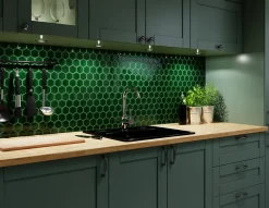 Ilcom Mosaïque sur résille pour salle de bain et cuisine en céramique 32.3 cm x 27.7 cm - Deep Green- Mosaïque Pour Salle De Bains|Mosaïque Pour Pièce À Vivre