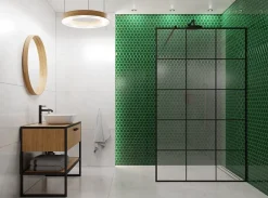 Ilcom Mosaïque sur résille pour salle de bain et cuisine en céramique 32.3 cm x 27.7 cm - Deep Green- Mosaïque Pour Salle De Bains|Mosaïque Pour Pièce À Vivre