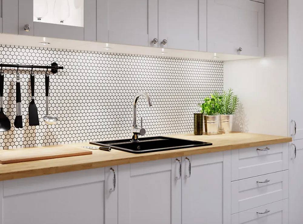 Ilcom Mosaïque Pour Douche|Mosaïque Pour Pièce À Vivre<Mosaïque sur résille pour salle de bain et cuisine en céramique 30 cm x 26 cm - Matt white hive