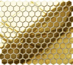 Ilcom Mosaïque sur résille pour salle de bain et cuisine en céramique 26.0 cm x 30.0 cm - Gold hive- Mosaïque|Mosaïque Pour Pièce À Vivre