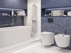 Ilcom Mosaïque sur résille pour salle de bain et cuisine en céramique 30.6 cm x 26.5 cm - Ocean breeze- Mosaïque|Mosaïque Pour Salle De Bains