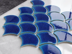 Ilcom Mosaïque sur résille pour salle de bain et cuisine en céramique 28.5 cm x 29.0 cm - Blue sky- Mosaïque Pour Douche|Mosaïque Pour Pièce À Vivre