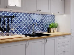 Ilcom Mosaïque sur résille pour salle de bain et cuisine en céramique 28.5 cm x 29.0 cm - Blue sky- Mosaïque Pour Douche|Mosaïque Pour Pièce À Vivre