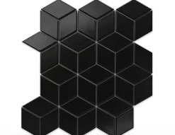 Ilcom Mosaïque Pour Wc|Mosaïque<Mosaïque sur résille pour salle de bain et cuisine en céramique 26.5 cm x 30.5 cm - Black geometric cubes