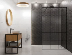 Ilcom Mosaïque Pour Wc|Mosaïque<Mosaïque sur résille pour salle de bain et cuisine en céramique 26.5 cm x 30.5 cm - Black geometric cubes