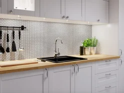 Ilcom Mosaïque Pour Salle De Bains|Mosaïque Pour Douche<Mosaïque sur résille pour salle de bain et cuisine en céramique 31.7 cm x 29.3 cm - Snowballs