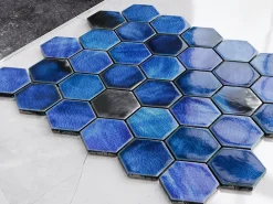 Ilcom Mosaïque sur résille pour salle de bain et cuisine en céramique 31.2 x 27 cm- Mixed ocean hive- Mosaïque Pour Salle De Bains|Mosaïque