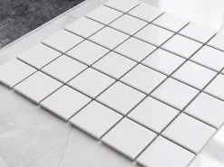 Ilcom Mosaïque Pour Douche|Mosaïque<Mosaïque sur résille pour salle de bain et cuisine en céramique 30.2 cm x 30.2 cm - White chaturanga