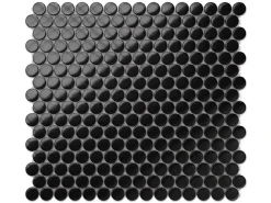 Ilcom Mosaïque sur résille pour salle de bain et cuisine en céramique 31.7 cm x 29.3 cm- Black dots- Mosaïque Pour Douche|Mosaïque Pour Wc