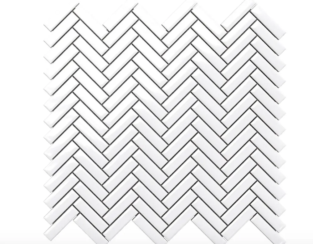 Ilcom Mosaïque Pour Douche<Mosaïque sur résille pour salle de bain et cuisine en céramique 28 cm x 27 cm - Gloss white chevron
