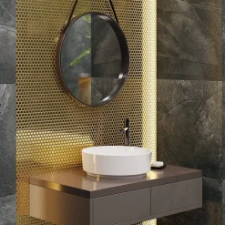 Ilcom Mosaïque<Mosaïque sur résille pour salle de bain et cuisine en céramique 29.3 cm x 31.7 cm - Golden drops