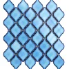 Ilcom Mosaïque sur résille pour salle de bain et cuisine en céramique - 28.2 cm x 25.2 cm - Blue arabesque- Mosaïque